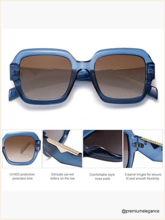 Trendy Square Polarized Sunglasses Retro Polygon Plastic Frame UV400 Protection main image 6
